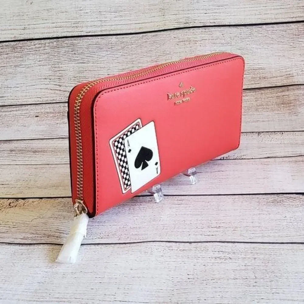 Kate Spade Lucky Draw Large Continental Zip Around Leather Wallet Casino Theme